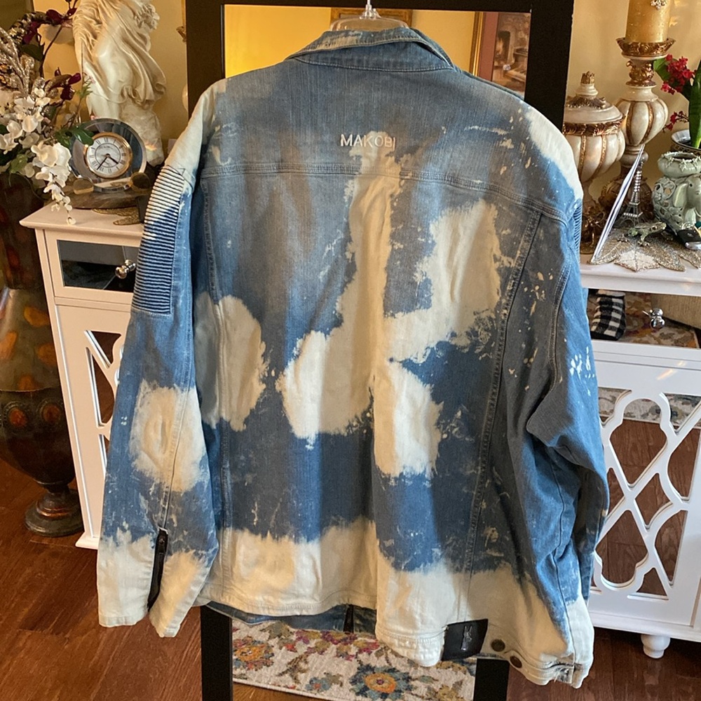 MAKOBI moto biker jeans jacket - Picture 3 of 15